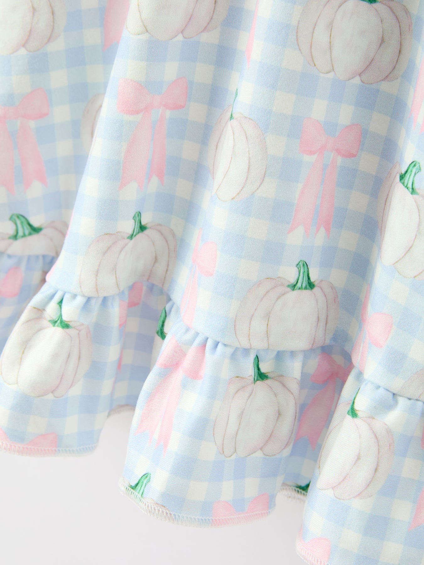 Fall Pastel Pumpkin Bow Plaid Girls Ruffle Hem Dress Rylee Faith Designs