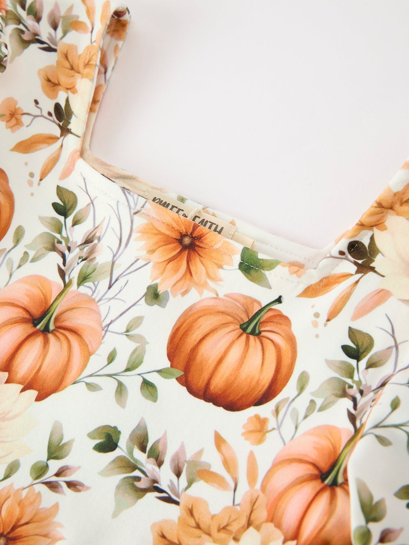 Fall Pumpkin Floral Girls Ruffle Hem Dress Rylee Faith Designs
