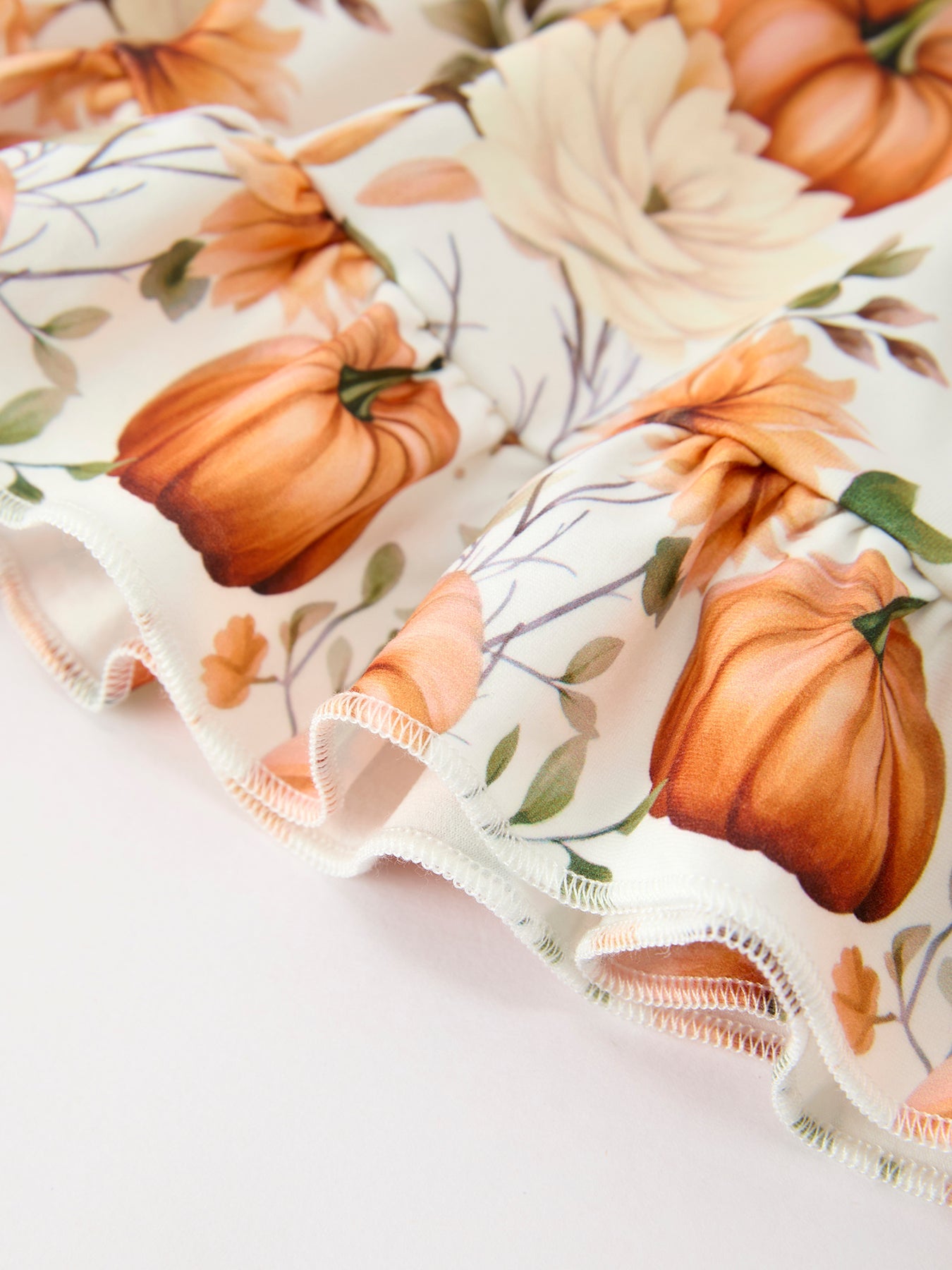 Fall Pumpkin Floral Girls Ruffle Hem Dress Rylee Faith Designs