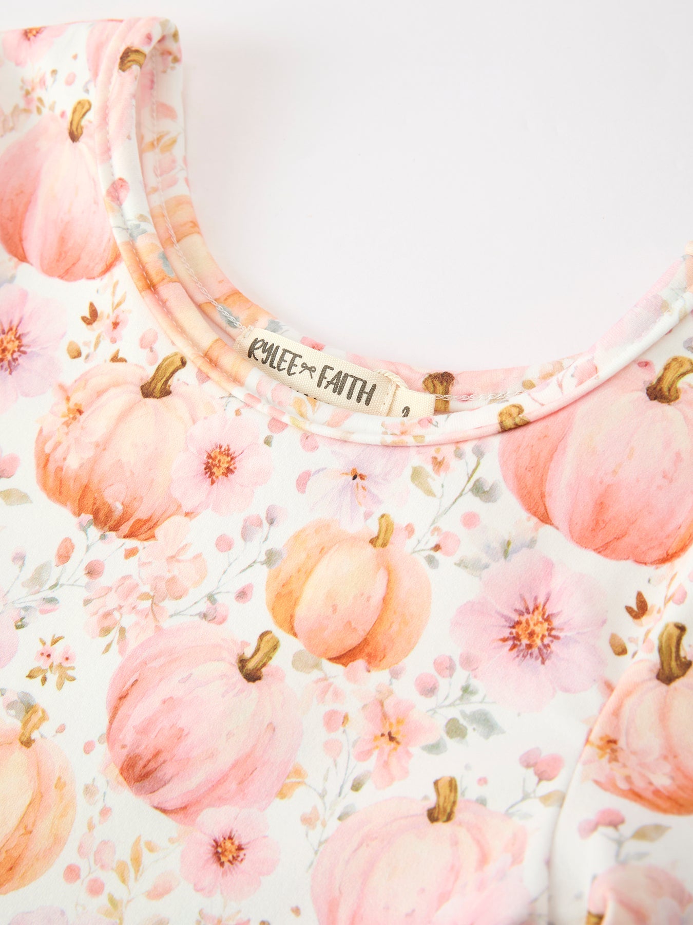 Fall Pink Pumpkin Girls Long Sleeve Twirl Dress Rylee Faith Designs