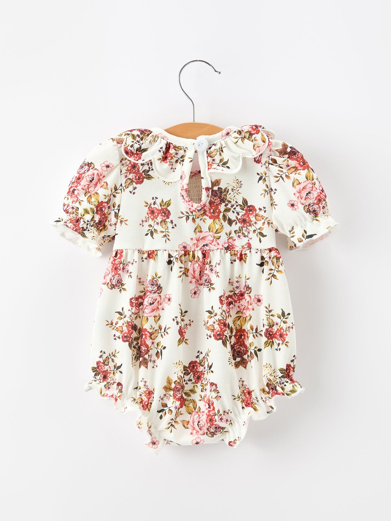 Fall Garden Baby Romper Smocked Petal Collar Bow Rylee Faith Designs