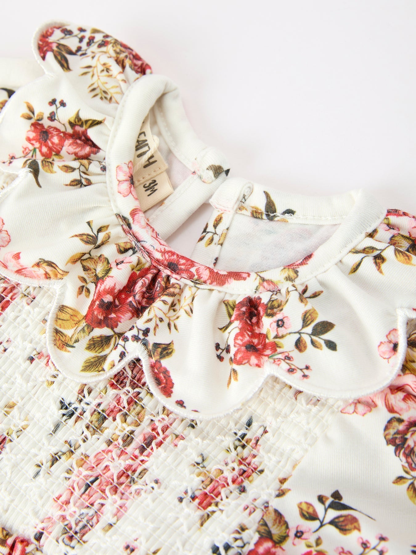 Fall Garden Baby Romper Smocked Petal Collar Bow Rylee Faith Designs