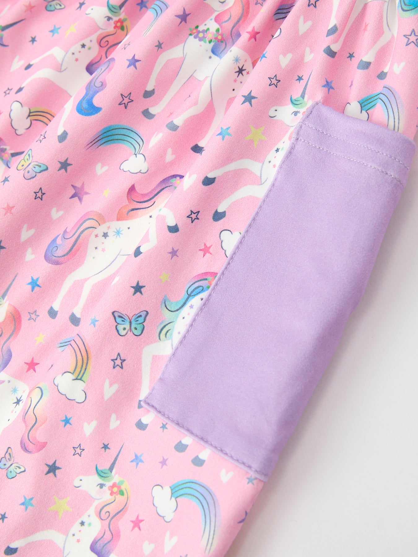 Pink Unicorn Girls Pocket Dress Rainbow Star Print Rylee Faith Designs