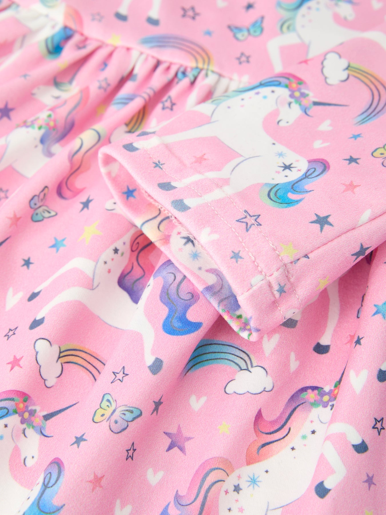 Pink Unicorn Girls Pocket Dress Rainbow Star Print Rylee Faith Designs