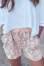 Load image into Gallery viewer, Khaki Leopard Arched Hem Elastic waist Shorts
