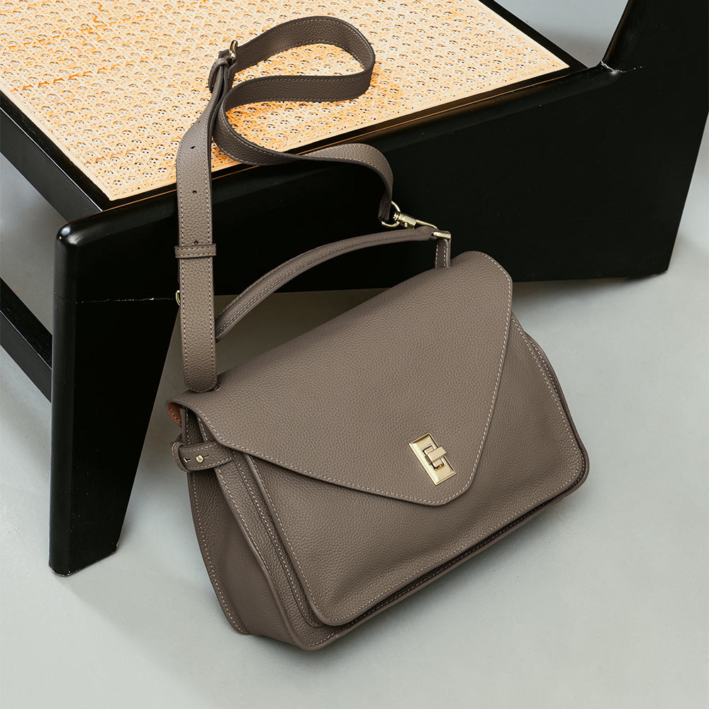 Full-Grain Leather Crossbody Bag – Fleece-Lined Urban Minimalist Bag | 4 Colors