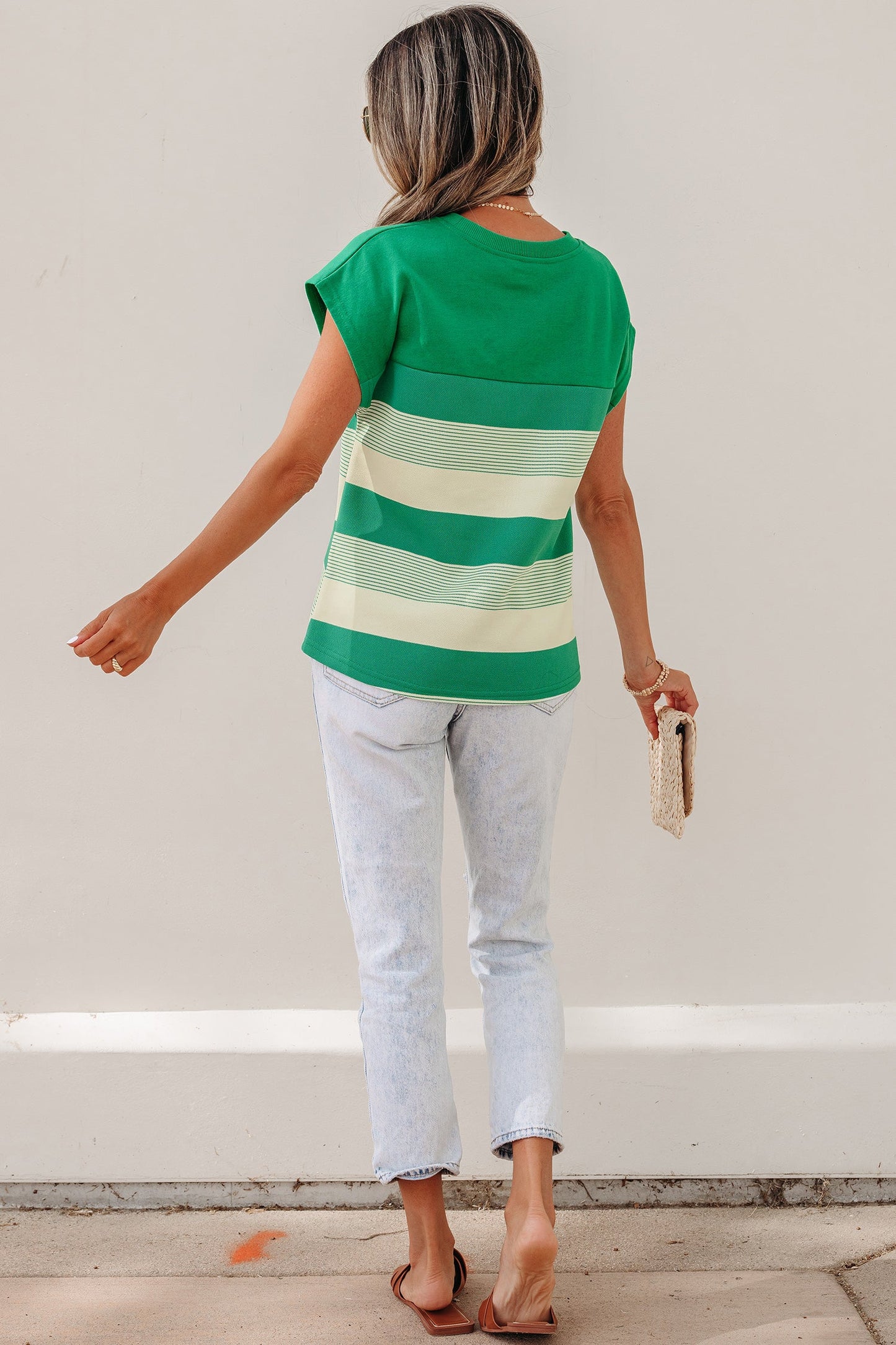 Galilea Cap Sleeve T Shirt Threaded Pear