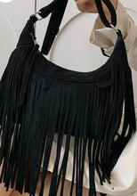 Load image into Gallery viewer, Suede Fringe Adjustable Strap Shoulder Bag
