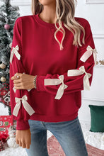 Load image into Gallery viewer, Bow Decor Sleeve Sweatshirt
