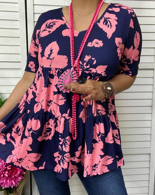 Floral Color Baby Doll Top