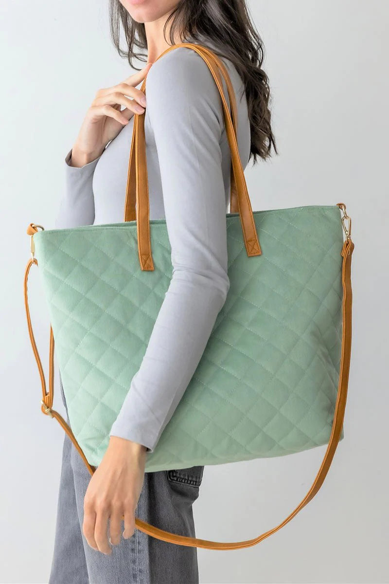 Sage Quilted Tote Bag