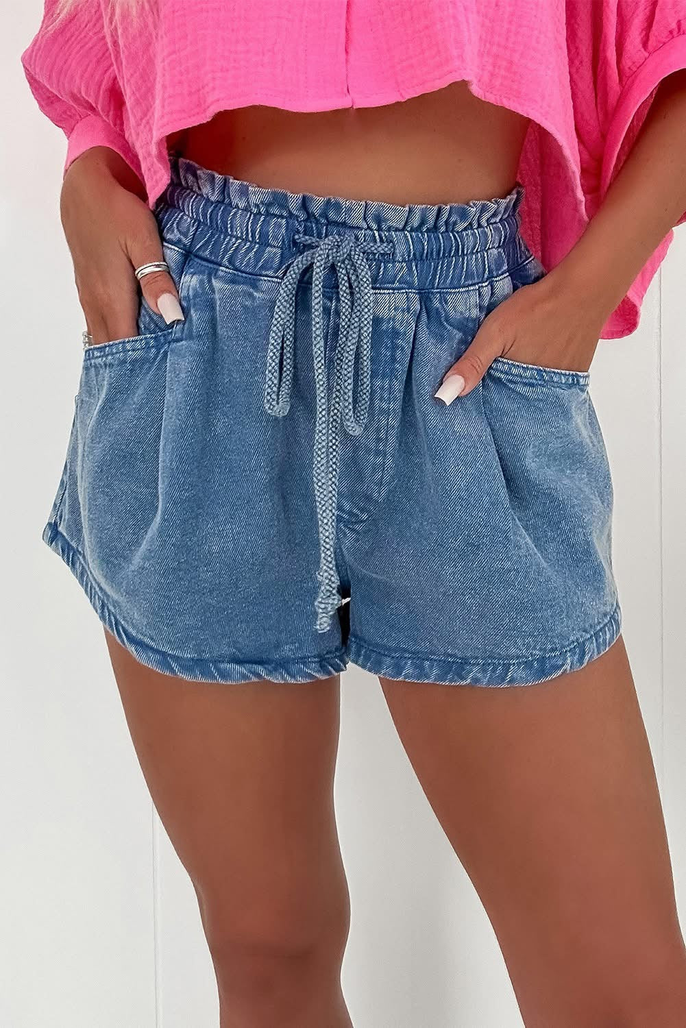 Blue High Waist Denim Shorts