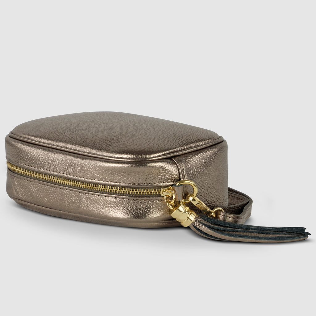 Metallic Calf Leather Crossbody Bag