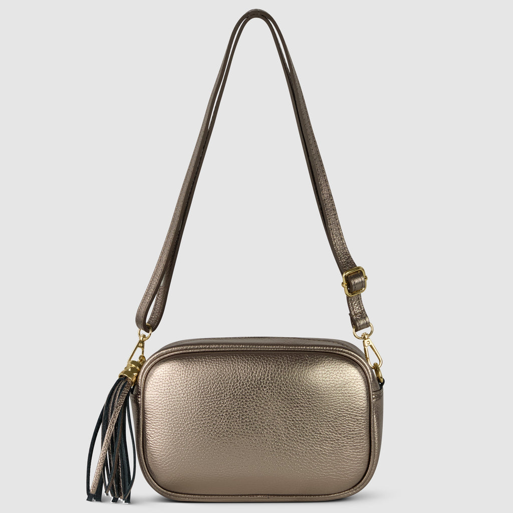 Metallic Calf Leather Crossbody Bag