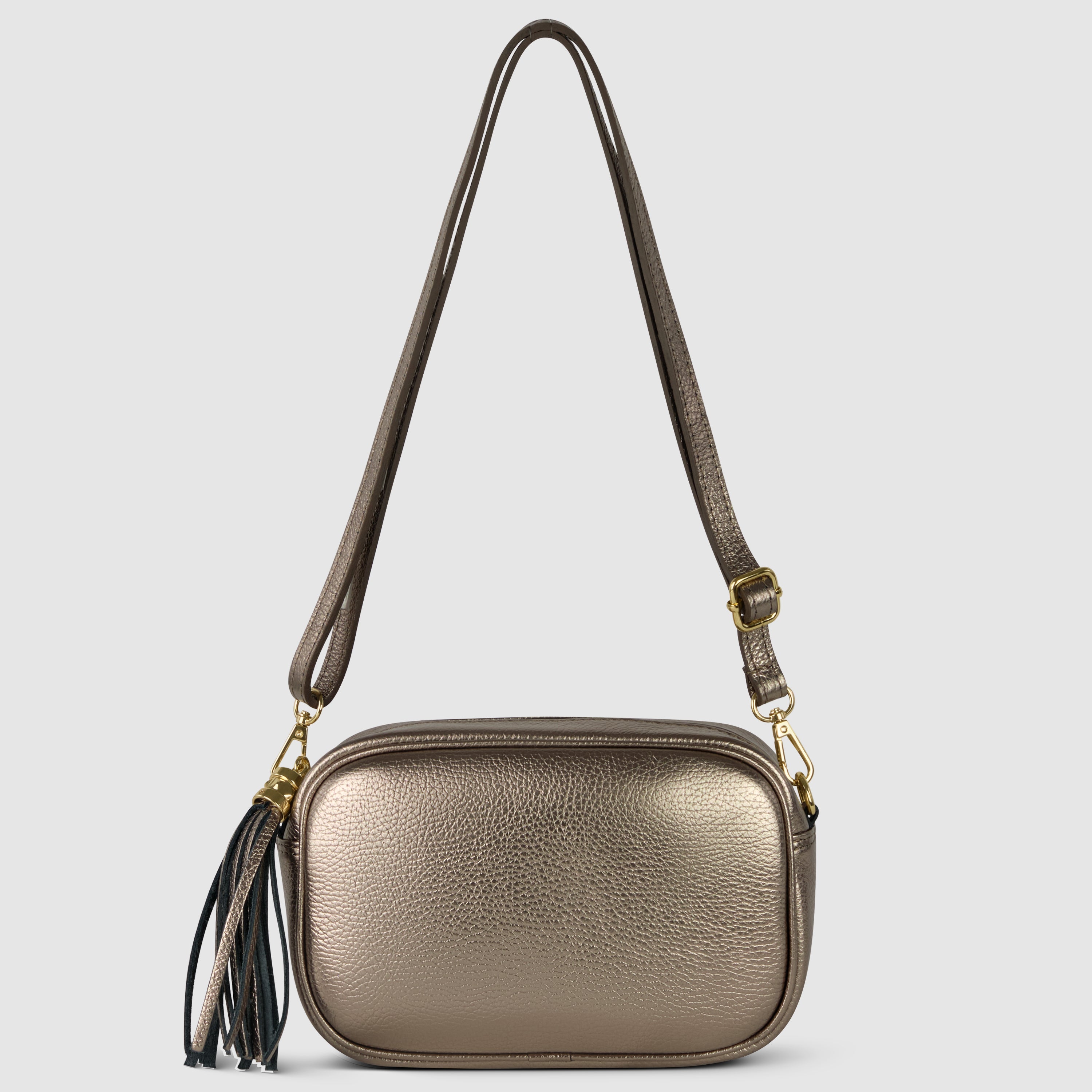 Metallic Calf Leather Crossbody Bag