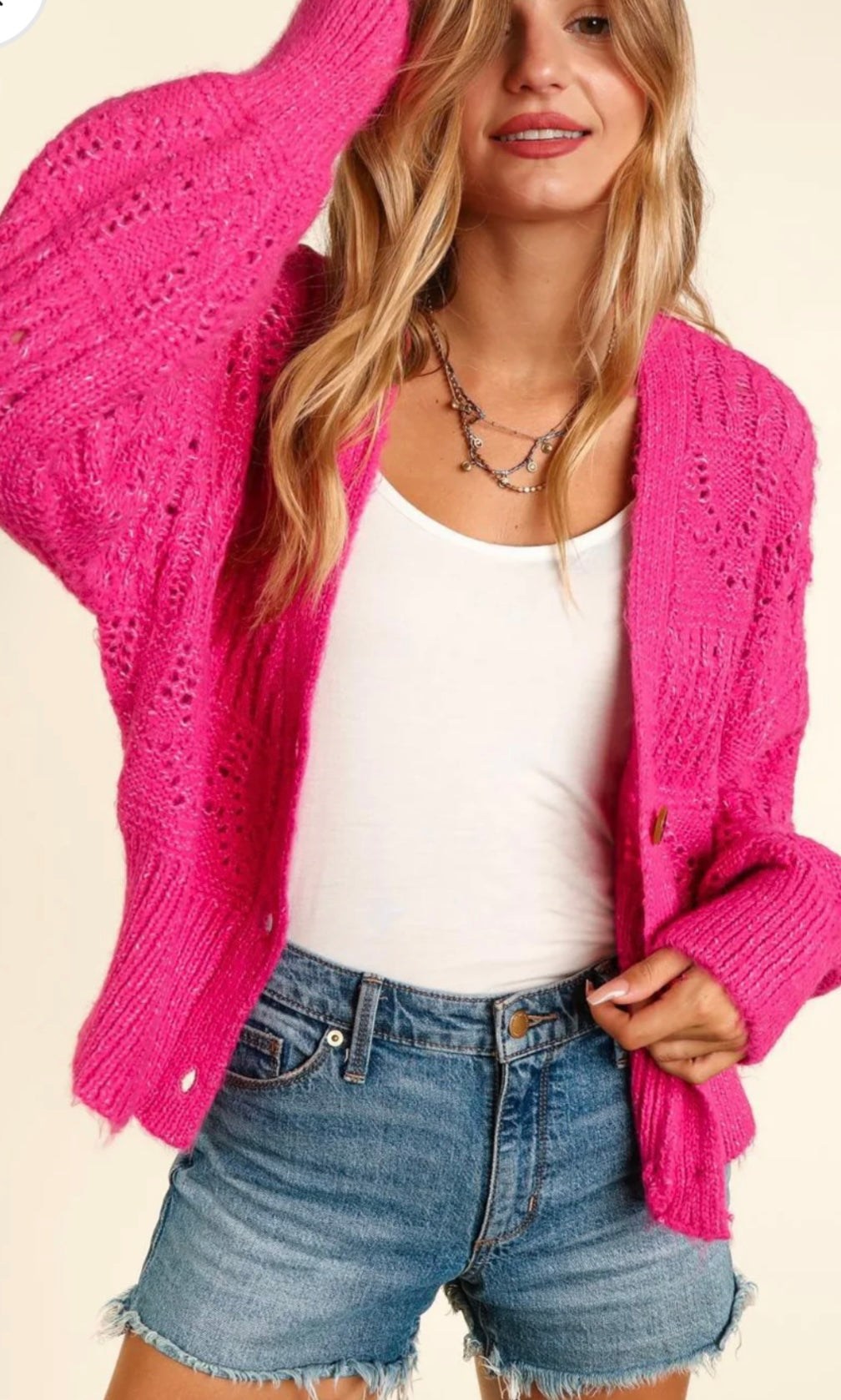Haptics Full Size Button Down Crop Long Sleeve Cardigan