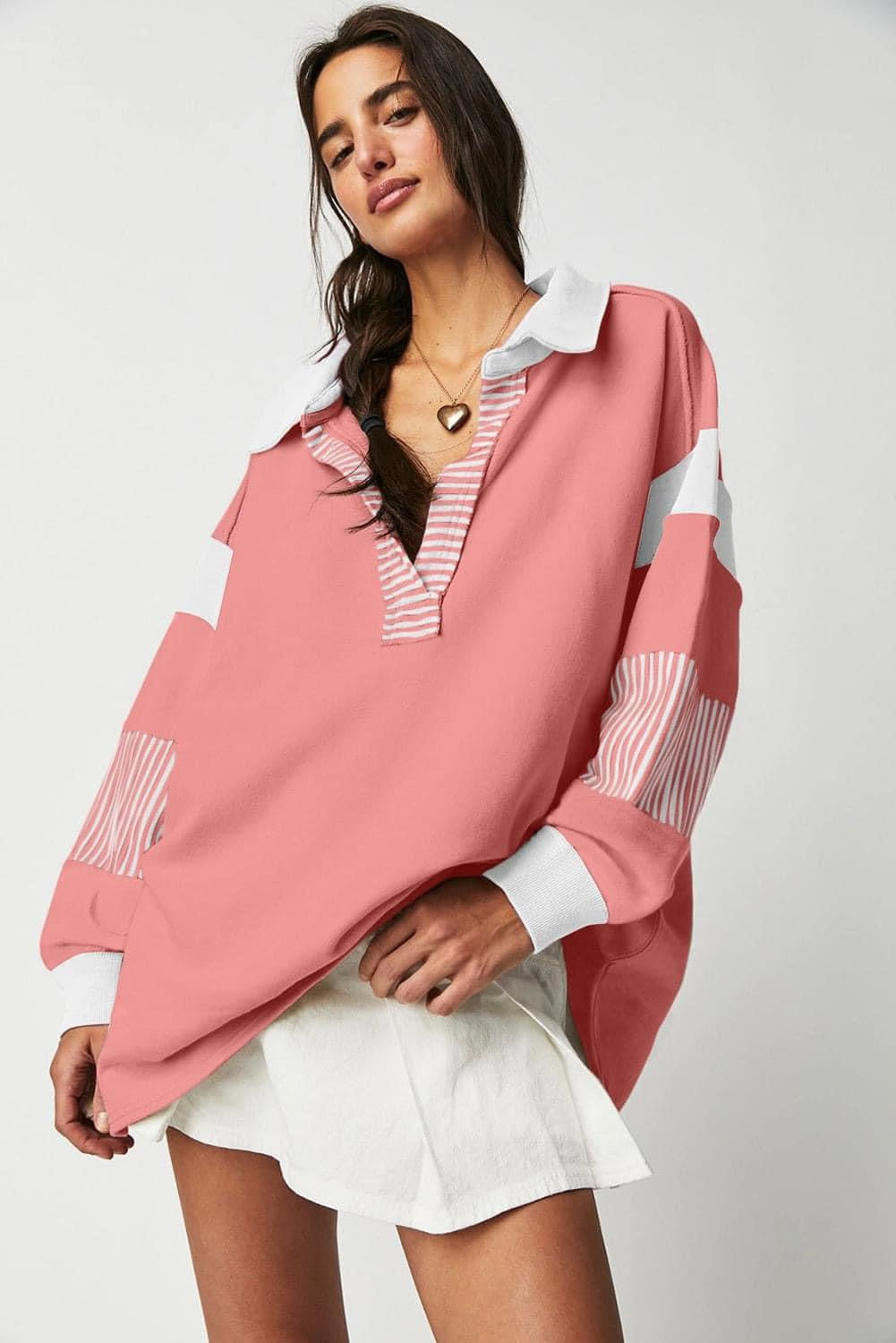Colorblock Patchwork Collar Sweatshirt
