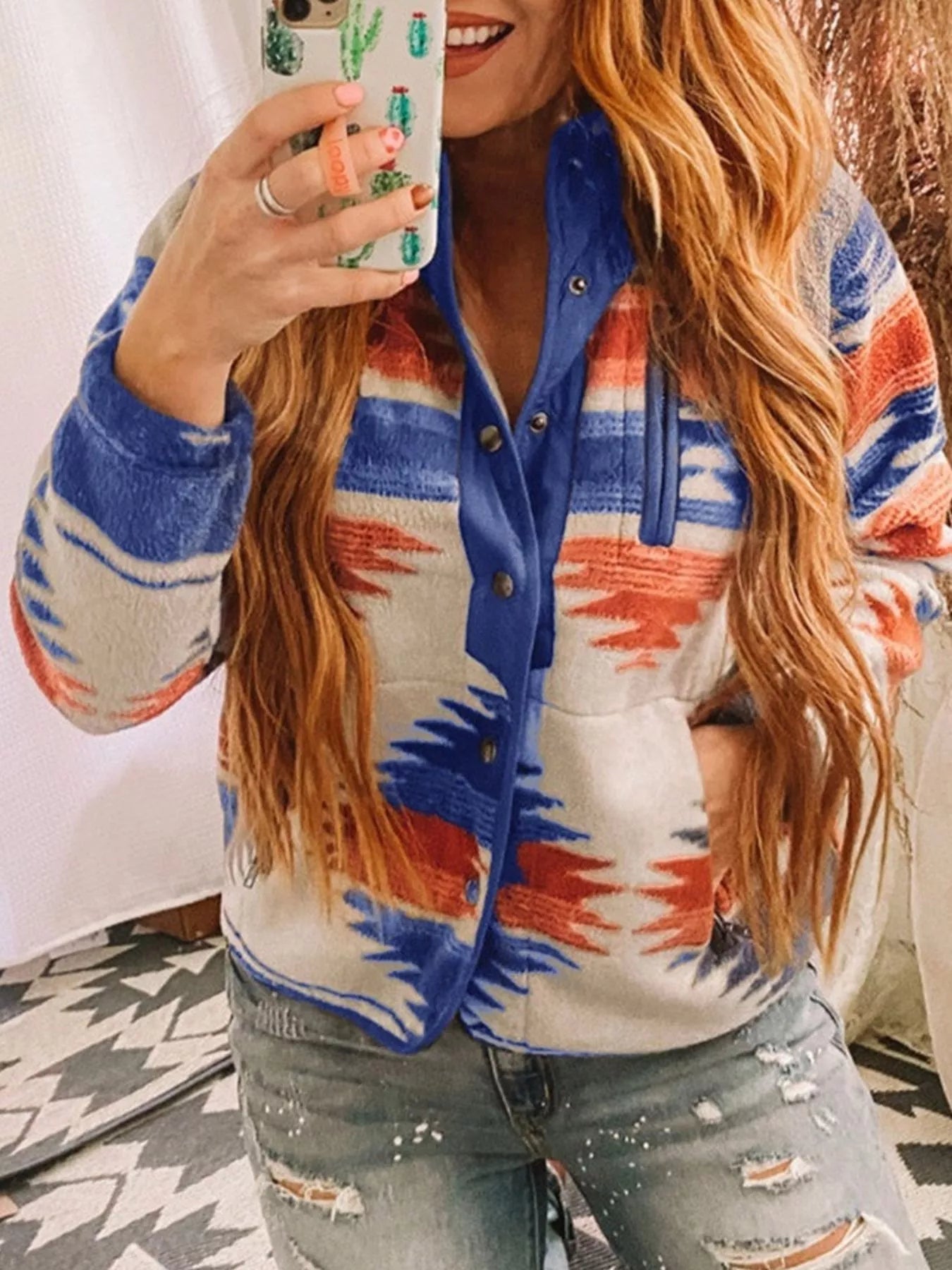 Geometric Snap Down Jacket