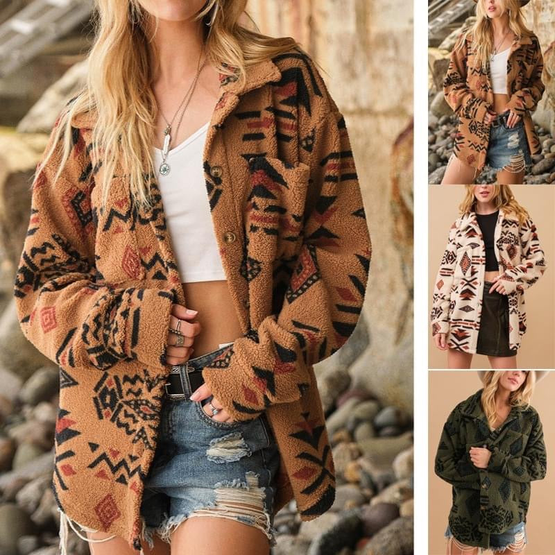 Aztec Print Sherpa Jacket