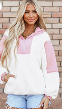 Load image into Gallery viewer, Color Block Half Zip Long Sleeve Hoodie
