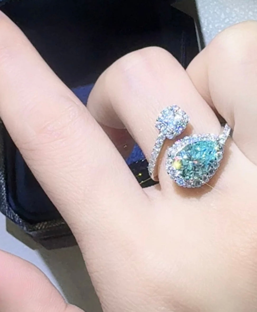 2 Carat Moissanite 925 Sterling Silver Bypass Ring