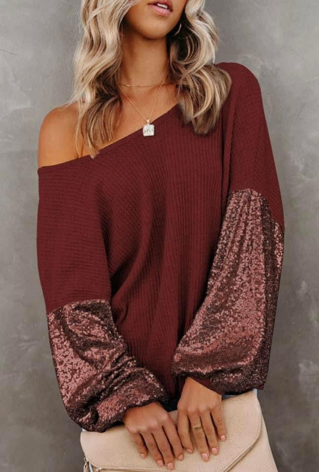 Maroon Glitter Sleeves