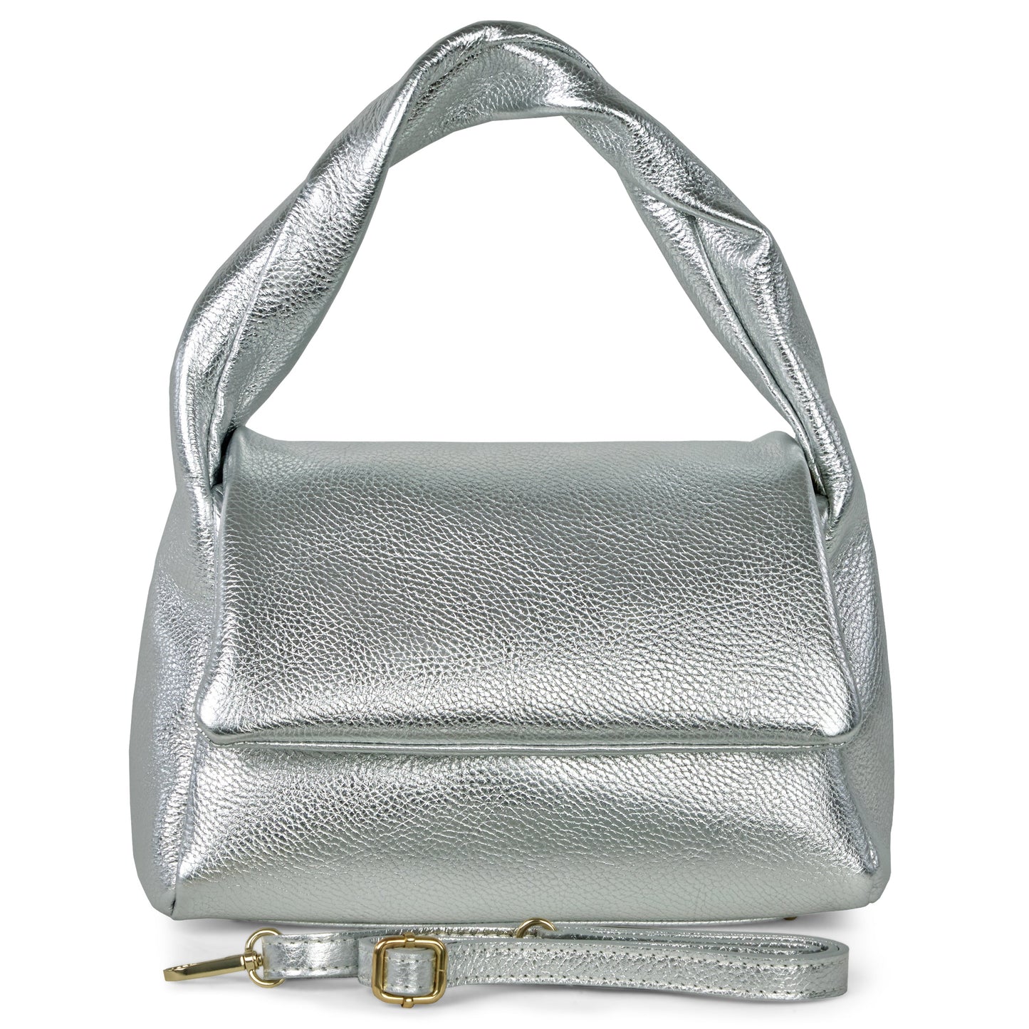Italian Metallic Full-Grain Leather Top-Handle Bag | Trieste