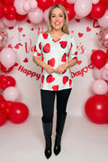 Hearts print Vneck Top