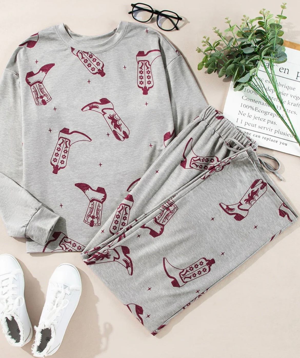 Boots Long Sleeve Top Pants Lounge Set