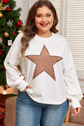 Beige Star Studded Plus size Longsleeve
