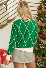 Load image into Gallery viewer, Green Diamond Pom Accents Sweater
