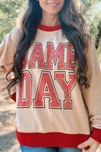 Load image into Gallery viewer, GAME DAY Letter Graphic Varsity Striped Detail Baggy Sweatshirt
