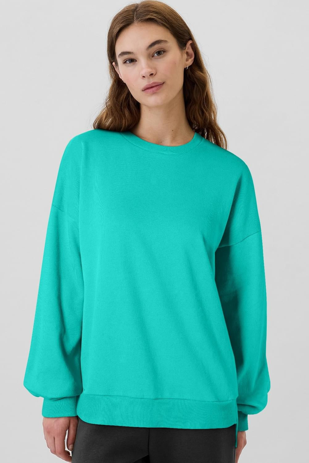 Solid Fleece Lined 
High Low Sweatshirt