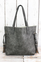 Load image into Gallery viewer, Faux Leather Slide Tassel Tote
