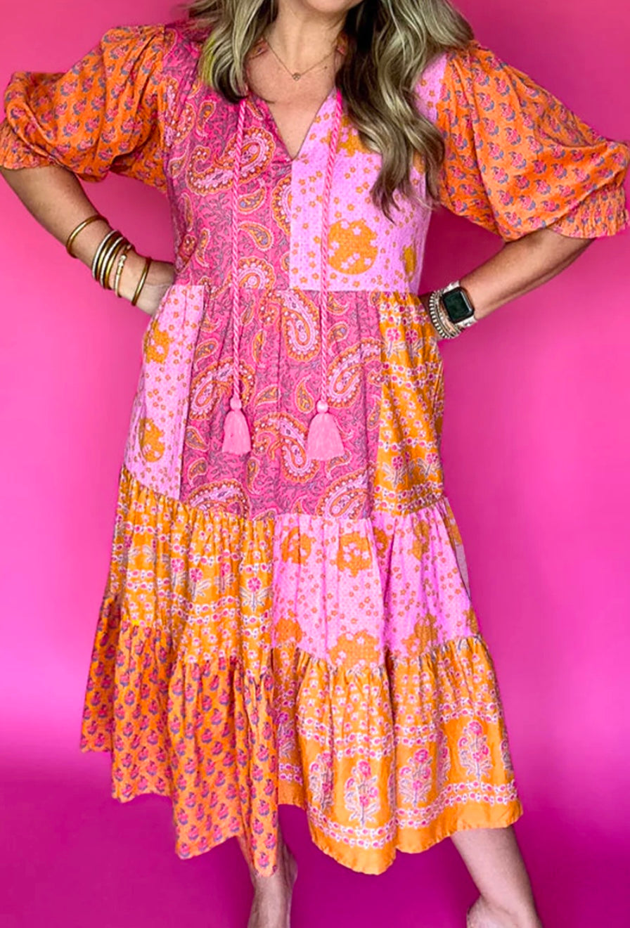 Plus Size Paisley Floral Midi Dress