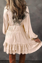 Load image into Gallery viewer, Apricot Tiered Ruffled Puff Sleeve Mini Dress
