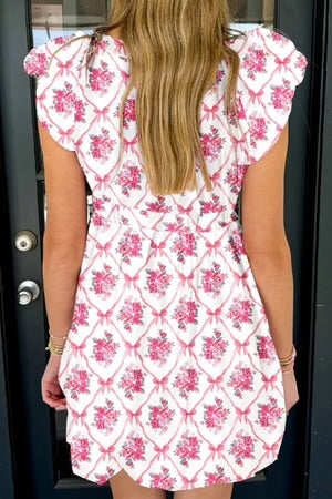 PINK COQUETTE CUTIE V-NECK MINI DRESS **SHIPPING EXPECTED TO BEGIN ON DATE 3/15**