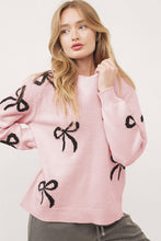 Load image into Gallery viewer, Light Pink Bow Pattern Sweater
