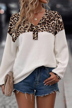 Load image into Gallery viewer, Leopard Waffle Knit Patchwork Top
