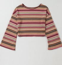 Load image into Gallery viewer, Striped Wide Sleeve Cropped Top
