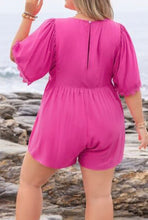 Load image into Gallery viewer, Plus Size Lace Detail V-Neck Half Sleeve Romper
