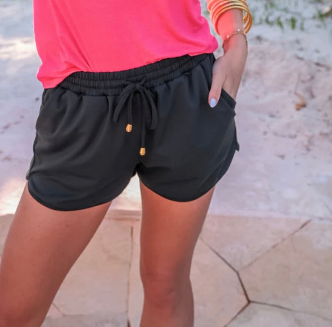 Adult After Dark Black Drawstring Everyday Shorts (Preorder)