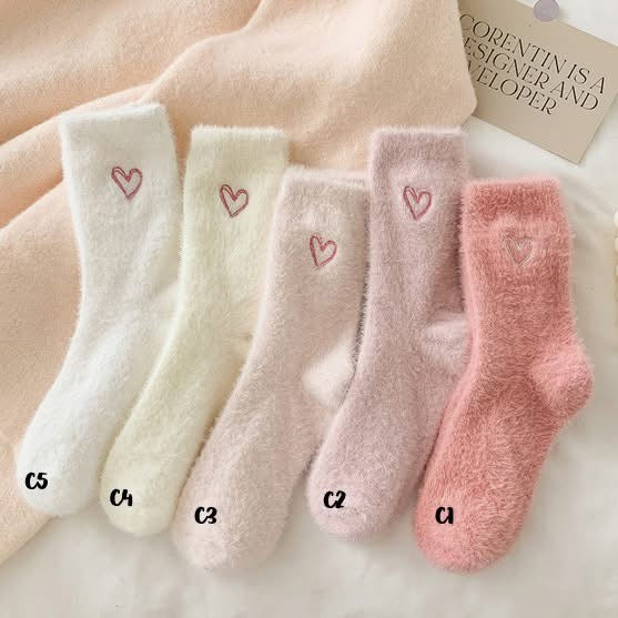 Fuzzy Valentine Heart Socks