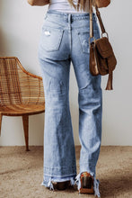 Load image into Gallery viewer, Ashleigh Blue Acid Wash Raw Hem High Waist Flared Jeans
