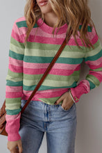 Load image into Gallery viewer, Green Color Block Ribbed 
sweater
