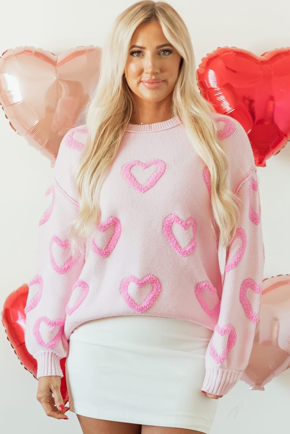 Heart Bubble Sleeve Baggy Sweater