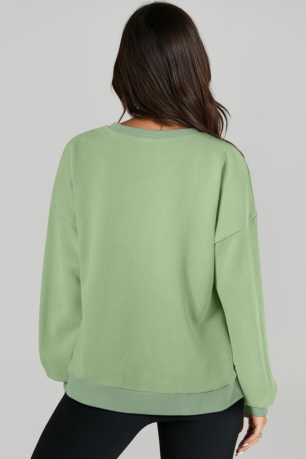 Grass Green Solid Fleece Lined 
Sweatshirt