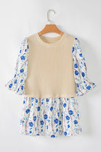 Load image into Gallery viewer, Beige Waffle Floral Peplum Blouse
