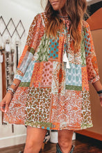 Load image into Gallery viewer, Boho Paisley Print 3/4 Sleeve Chiffon Dress
