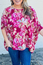 Load image into Gallery viewer, Plus Size Floral Print Short Sleeve Blouse
